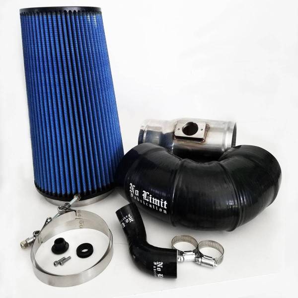No Limit Fabrication - No Limit Fabrication 6.4 Cold Air Intake 08-10 Ford Super Duty Power Stroke Polished Oiled Filter for Mod Turbo 5 Inch Inlet - 64CAIO5