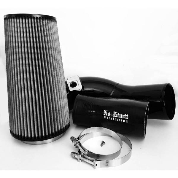 No Limit Fabrication - No Limit Fabrication 6.0 Cold Air Intake 03-07 Ford Super Duty Power Stroke Black Dry Filter - 60CAIBD