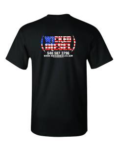 Black Short Sleeve Wicked Diesel T-Shirt with Red, White & Blue Logo - Image 2