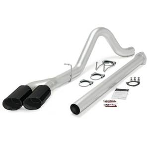 Banks Power Monster Exhaust System Single Exit DualBlack Ob Round Tips 11-14 Ford 6.7L F250/F350/450 CCSB-LB 49789-B