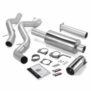Banks Power Monster Exhaust System Single Exit Chrome Round Tip 02-05 Chevy 6.6L EC/CCLB 48634