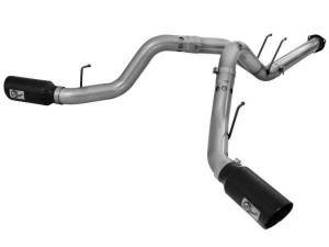 aFe - aFe Large Bore-HD 4in 409 Stainless Steel DPF-Back Exhaust w/Black Tip 15-16 Ford Diesel V8 Trucks - 49-43122-B - Image 1