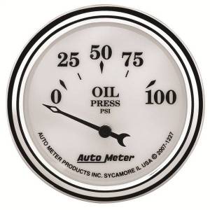 Autometer - AutoMeter GAUGE OIL PRESS 2 1/16in. 100PSI ELEC OLD TYME WHITE II - 1227 - Image 1
