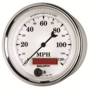 Autometer - AutoMeter GAUGE SPEEDOMETER 3 3/8in. 120MPH ELEC. PROG. W/LCD ODO OLD TYME WHT II - 1287 - Image 2