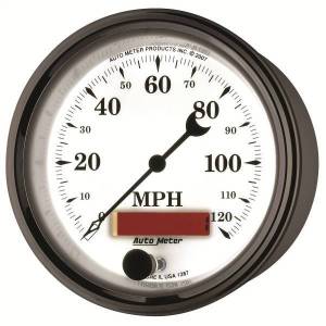 Autometer - AutoMeter GAUGE SPEEDOMETER 3 3/8in. 120MPH ELEC. PROG. W/LCD ODO OLD TYME WHT II - 1287 - Image 3