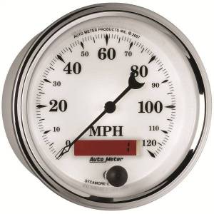 Autometer - AutoMeter GAUGE SPEEDOMETER 3 3/8in. 120MPH ELEC. PROG. W/LCD ODO OLD TYME WHT II - 1287 - Image 4
