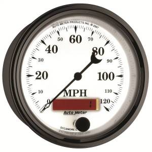 Autometer - AutoMeter GAUGE SPEEDOMETER 3 3/8in. 120MPH ELEC. PROG. W/LCD ODO OLD TYME WHT II - 1287 - Image 5