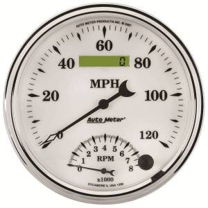 Autometer - AutoMeter GAUGE TACH/SPEEDO 5in. 120MPH/8K RPM ELEC. PROGRAM OLD TYME WHITE II - 1290 - Image 1