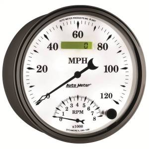 Autometer - AutoMeter GAUGE TACH/SPEEDO 5in. 120MPH/8K RPM ELEC. PROGRAM OLD TYME WHITE II - 1290 - Image 5