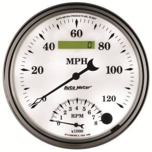 Autometer - AutoMeter GAUGE TACH/SPEEDO 5in. 120MPH/8K RPM ELEC. PROGRAM OLD TYME WHITE II - 1290 - Image 6