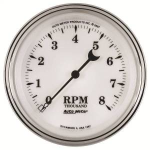 Autometer - AutoMeter GAUGE TACHOMETER 3 3/8in. 8K RPM IN-DASH OLD TYME WHITE II - 1297 - Image 1