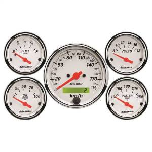 Autometer - AutoMeter GAUGE KIT 5 PC. 3 1/8in./2 1/16in. ELEC. KM/H SPEEDO. ARCTIC WHITE - 1302-M - Image 1