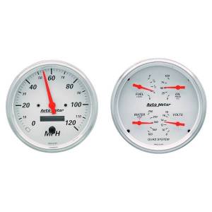 AutoMeter GAUGE KIT 2 PC. QUAD/SPEEDOMETER 5in. ARCTIC WHITE - 1303