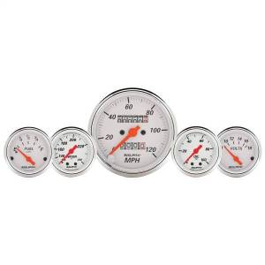 AutoMeter GAUGE KIT 5 PC. 3 1/8in./2 1/16in. MECH. SPEEDO. WTMP/OILP ARCTIC WHT - 1311