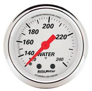 AutoMeter GAUGE WATER TEMP 2 1/16in. 120-240deg.F MECH ARCTIC WHITE - 1332