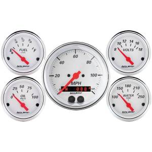 AutoMeter GAUGE KIT 5 PC. 3 3/8in./2 1/16in. GPS SPEEDOMETER ARCTIC WHITE - 1350