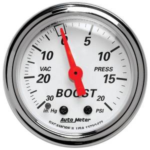 AutoMeter GAUGE VAC/BOOST 2 1/16in. 30INHG-20PSI MECHANICAL ARCTIC WHITE - 1372