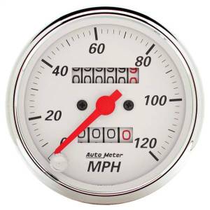 AutoMeter GAUGE SPEEDOMETER 3 1/8in. 120MPH MECHANICAL ARCTIC WHITE - 1396