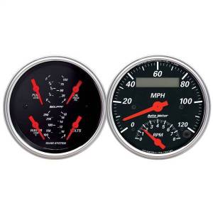 AutoMeter GAUGE KIT 2 PC. QUAD/TACH/SPEEDO 3 3/8in. DESIGNER BLACK - 1409