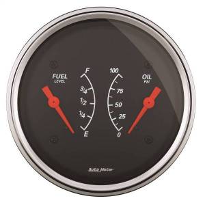 AutoMeter GAUGE DUAL FUEL/OILP 3 3/8in. 240OE-33OF/100PSI ELEC DESIGNER BLACK - 1413