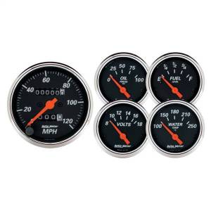 AutoMeter GAUGE KIT 5 PC. 3 1/8in./2 1/16in. MECH. SPEEDOMETER DESIGNER BLACK - 1420