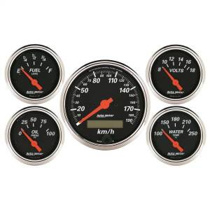 AutoMeter GAUGE KIT 5 PC. 3 1/8in./2 1/16in. ELEC. KM/H SPEEDOMETER DESIGNER BLACK - 1421-M