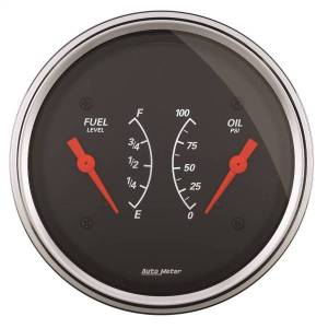 Autometer - AutoMeter GAUGE DUAL FUEL/OILP 3 3/8in. 0OE-90OF/100PSI ELEC DESIGNER BLACK - 1434 - Image 1