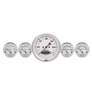 AutoMeter GAUGE KIT 2 PC. QUAD/SPEEDOMETER 3 3/8in. OLD TYME WHITE - 1600