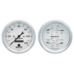 AutoMeter GAUGE KIT 2 PC. QUAD/SPEEDOMETER 5in. OLD TYME WHITE - 1603