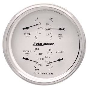 AutoMeter GAUGE QUAD 5in. 240OE-33OF ELEC OLD TYME WHITE - 1610