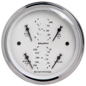 AutoMeter GAUGE QUAD 3 3/8in. 240OE-33OF ELEC OLD TYME WHITE - 1612