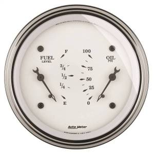 AutoMeter GAUGE DUAL FUEL/OILP 3 3/8in. 240OE-33OF/100PSI ELEC OLD TYME WHT - 1613