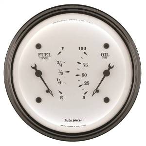 Autometer - AutoMeter GAUGE DUAL FUEL/OILP 3 3/8in. 240OE-33OF/100PSI ELEC OLD TYME WHT - 1613 - Image 2