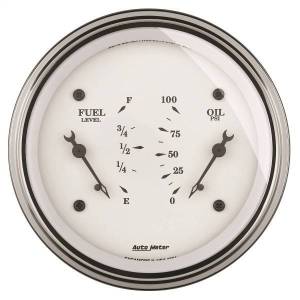Autometer - AutoMeter GAUGE DUAL FUEL/OILP 3 3/8in. 0OE-90OF/100PSI ELEC OLD TYME WHITE - 1624 - Image 1