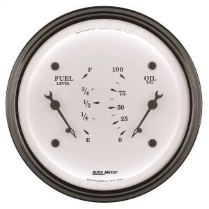 Autometer - AutoMeter GAUGE DUAL FUEL/OILP 3 3/8in. 0OE-90OF/100PSI ELEC OLD TYME WHITE - 1624 - Image 2