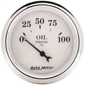 AutoMeter GAUGE OIL PRESS 2 1/16in. 100PSI ELEC OLD TYME WHITE - 1628