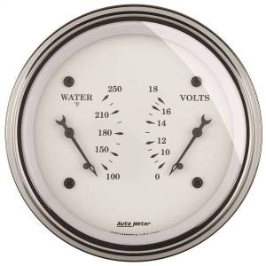 Autometer - AutoMeter GAUGE DUAL WTMP/VOLT 3 3/8in. 250deg.F/18V ELEC OLD TYME WHITE - 1630 - Image 1