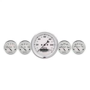 AutoMeter GAUGE KIT 5 PC. 3 3/8in./2 1/16in. ELEC. SPEEDOMETER OLD TYME WHITE - 1640