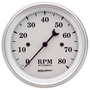 AutoMeter GAUGE TACHOMETER 3 3/8in. 8K RPM IN-DASH OLD TYME WHITE - 1690