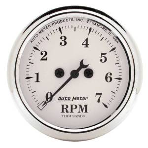 AutoMeter GAUGE TACHOMETER 2 1/16in. 7K RPM IN-DASH OLD TYME WHITE - 1694