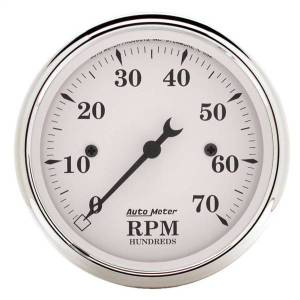 AutoMeter GAUGE TACHOMETER 3 1/8in. 7K RPM IN-DASH OLD TYME WHITE - 1695