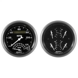 AutoMeter GAUGE KIT 2 PC. QUAD/TACH/SPEEDO 3 3/8in. OLD TYME BLACK - 1720