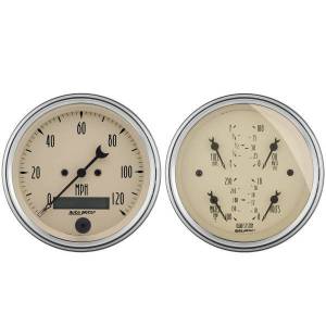 AutoMeter GAUGE KIT 2 PC. QUAD/SPEEDOMETER 3 3/8in. ANTIQUE BEIGE - 1800