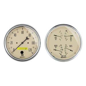 AutoMeter GAUGE KIT 2 PC. QUAD/SPEEDOMETER 5in. ANTIQUE BEIGE - 1803