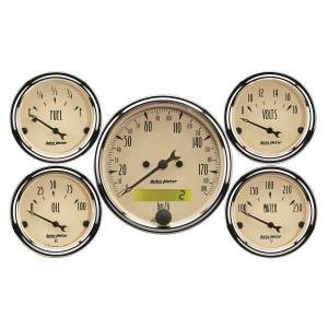 AutoMeter GAUGE KIT 5 PC. 3 1/8in./2 1/16in. ELEC. KM/H SPEEDOMETER ANTIQUE BEIGE - 1809-M