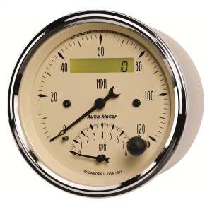 Autometer - AutoMeter GAUGE TACH/SPEEDO 3 3/8in. 120MPH/8K RPM ELEC. PROGRAM. ANTQ BEIGE - 1881 - Image 2