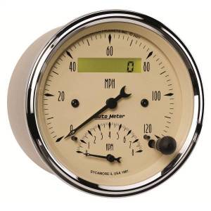 Autometer - AutoMeter GAUGE TACH/SPEEDO 3 3/8in. 120MPH/8K RPM ELEC. PROGRAM. ANTQ BEIGE - 1881 - Image 3