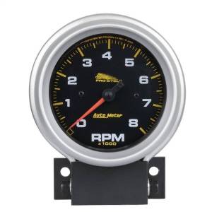 AutoMeter GAUGE TACH 3 3/4in. 8K RPM 2/4 CYLINDER BLACK PRO-CYCLE - 19201