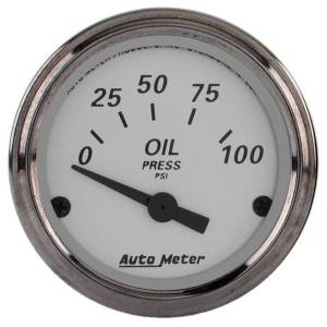 AutoMeter GAUGE OIL PRESS 2 1/16in. 100PSI ELEC AMERICAN PLATINUM - 1928