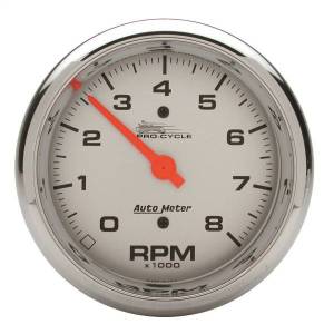 AutoMeter GAUGE TACH 3 3/4in. 8K RPM 2/4 CYLINDER SILVER PRO-CYCLE - 19302